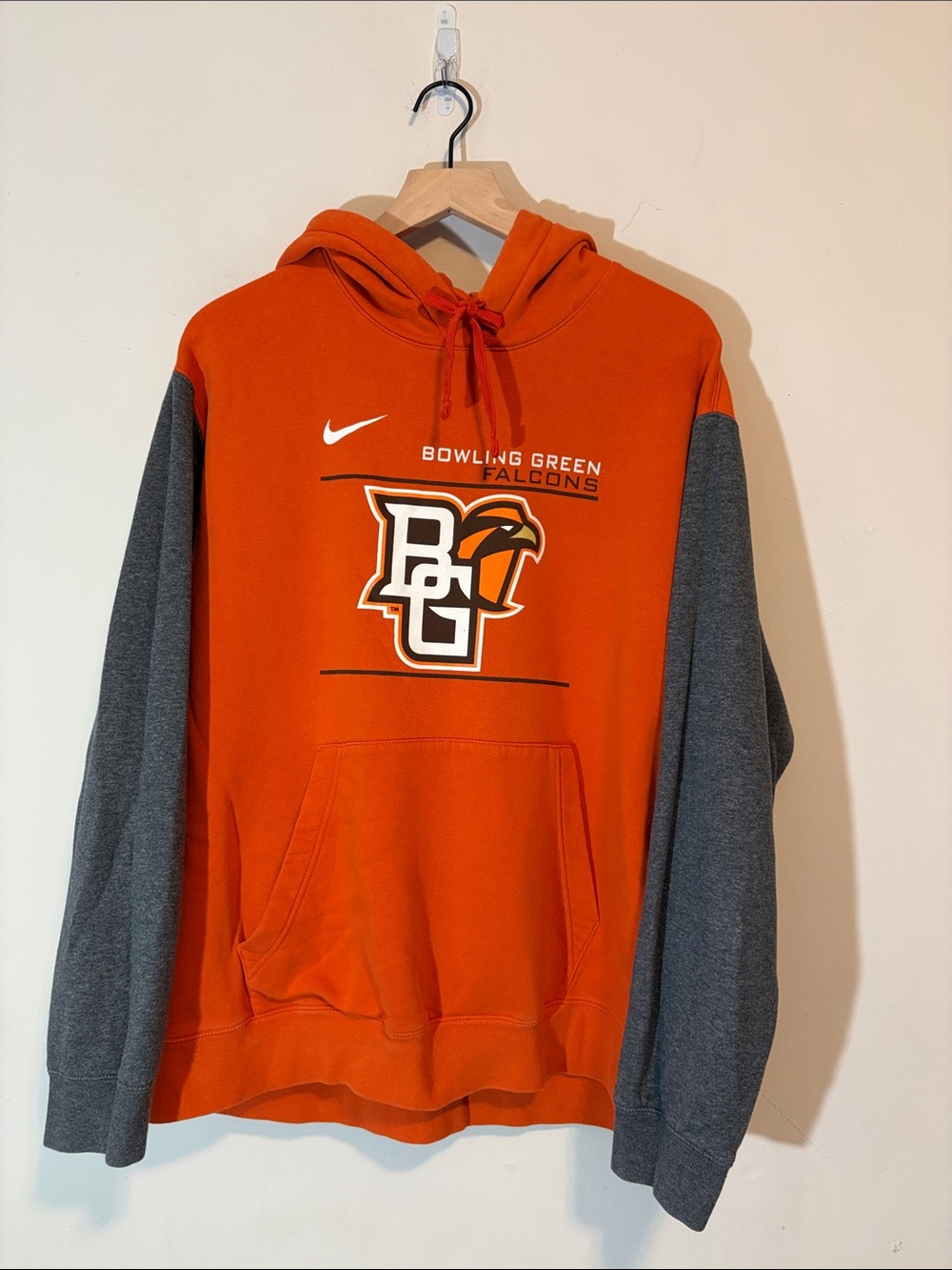 Nike Bowling Green State University Falcons Orange Color Block Hoodie Hooded XL